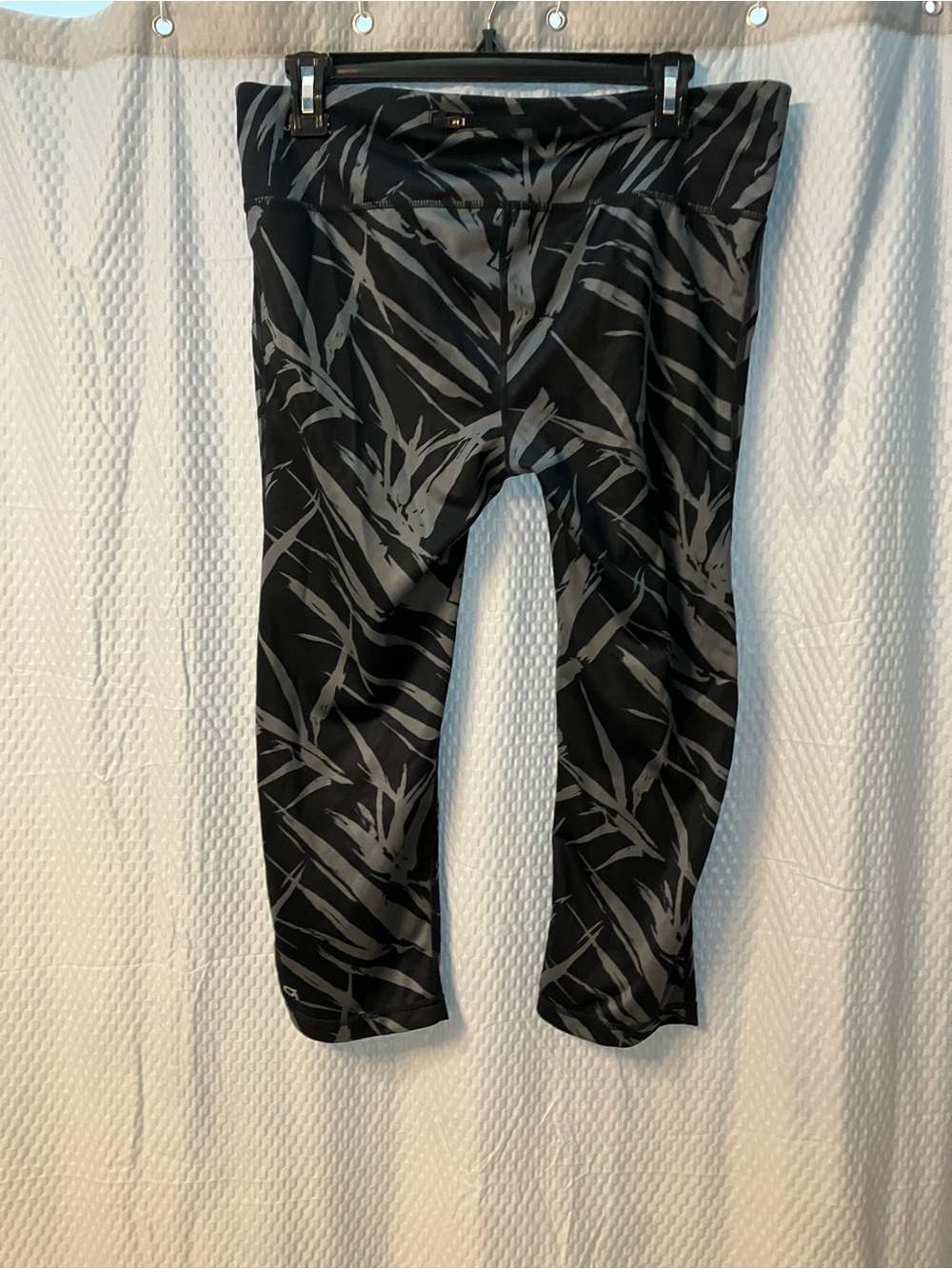 GAP Black Athletic Shorts with Gray Leaf Print